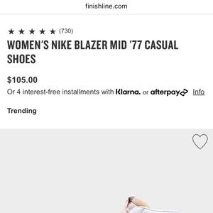 Nike woman’s mid blazer 77’ casual shoes